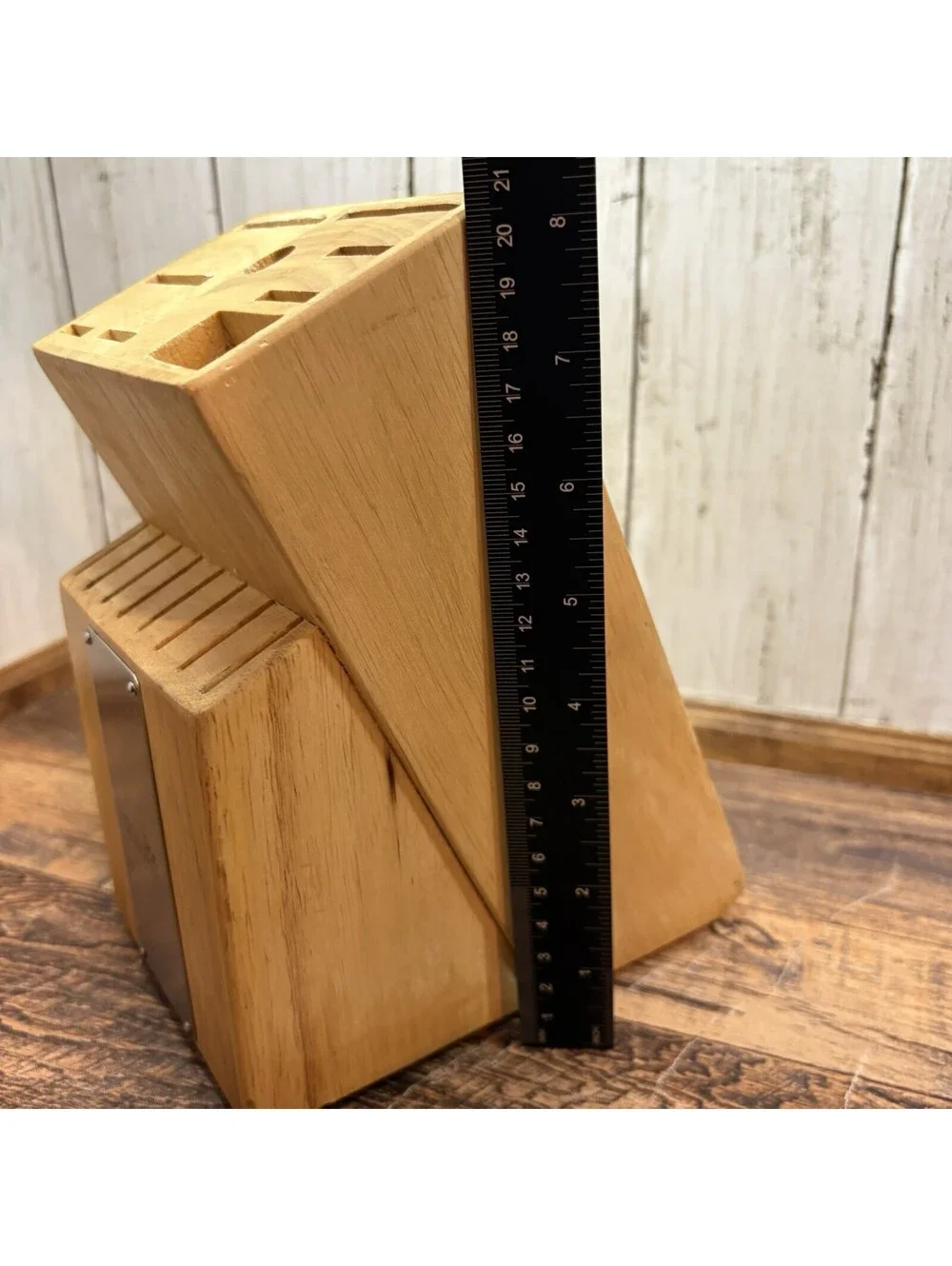 Sabatier Solid Wood Knife Block Heavy Countertop Holder 18 Slot Metal Accent